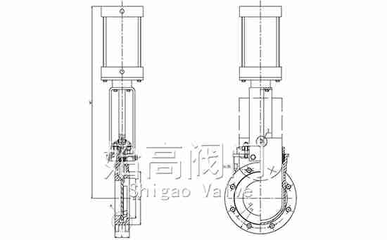 氣動(dòng)圓形法蘭刀閘閥尺寸圖 氣動(dòng)圓形法蘭刀閘閥尺寸圖