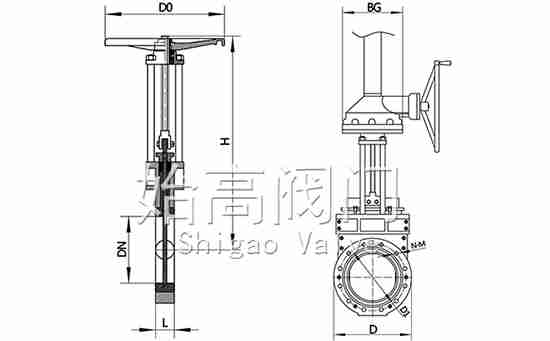 內(nèi)襯聚氨酯耐磨漿液閘閥尺寸圖 內(nèi)襯聚氨酯耐磨漿液閘閥尺寸圖